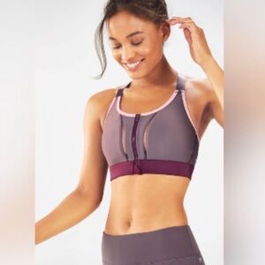 Fabletics Zoe High Impact Sports Bra, front zip closure, adjustable Size Small